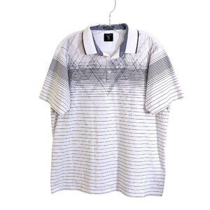 Mens Polo Size XL Black White Double Mercerized Cotton Striped Modango Milano